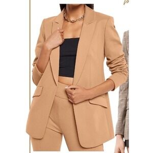 Express Women's Columnist Open Front Boyfriend Blazer Sz Large Caramel Tan